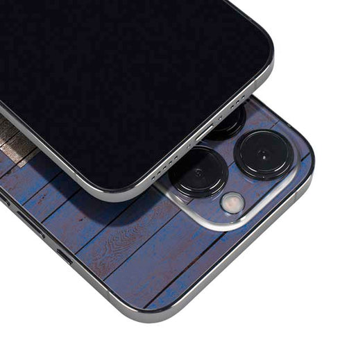 Haiti Flag Dark Wood iPhone 15 Pro Skin